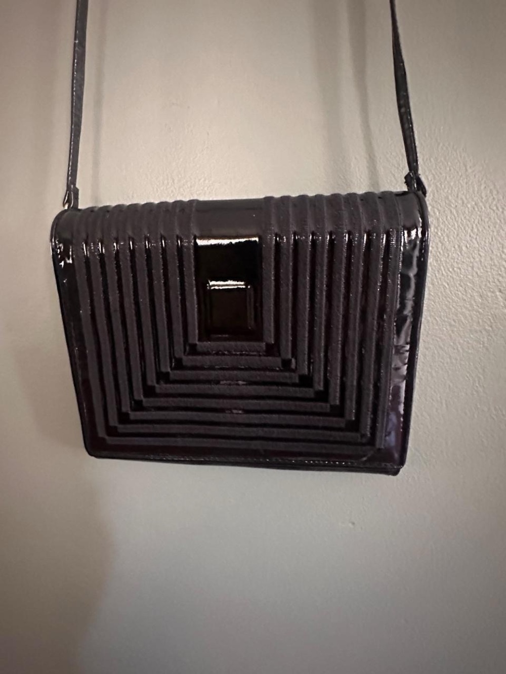 Vintage 70s Jay Herbert Patent Leather Crossbody Shoulder Purse